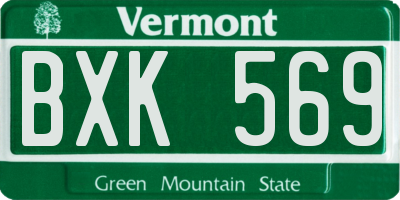 VT license plate BXK569