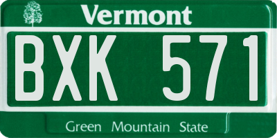 VT license plate BXK571