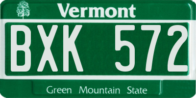 VT license plate BXK572