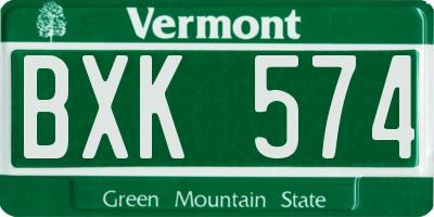 VT license plate BXK574