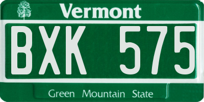 VT license plate BXK575
