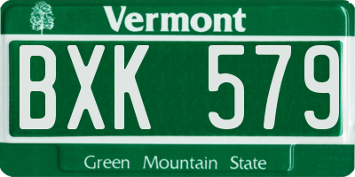 VT license plate BXK579
