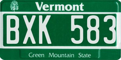 VT license plate BXK583
