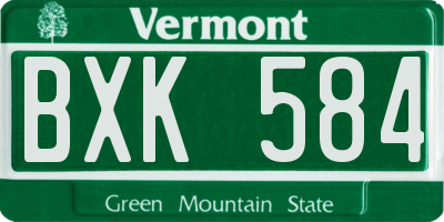 VT license plate BXK584
