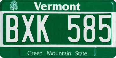 VT license plate BXK585