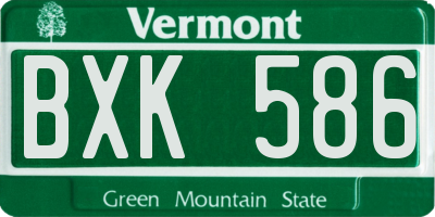VT license plate BXK586