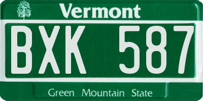 VT license plate BXK587