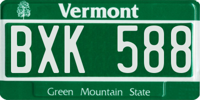 VT license plate BXK588