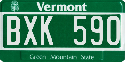 VT license plate BXK590