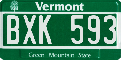 VT license plate BXK593