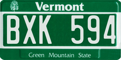 VT license plate BXK594
