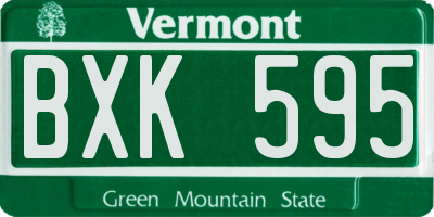 VT license plate BXK595