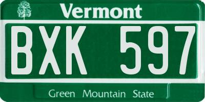 VT license plate BXK597