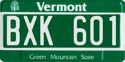 VT license plate BXK601