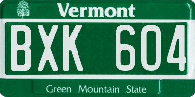 VT license plate BXK604