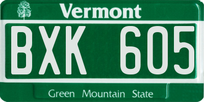 VT license plate BXK605