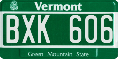 VT license plate BXK606
