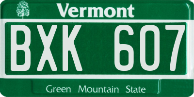 VT license plate BXK607