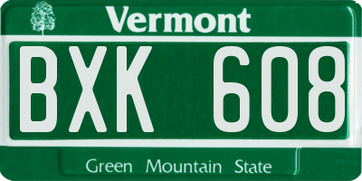 VT license plate BXK608