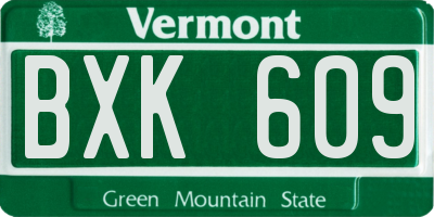 VT license plate BXK609