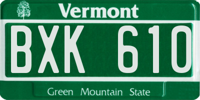 VT license plate BXK610