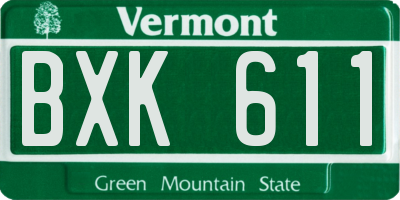 VT license plate BXK611