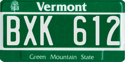 VT license plate BXK612