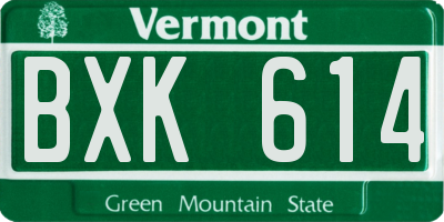 VT license plate BXK614