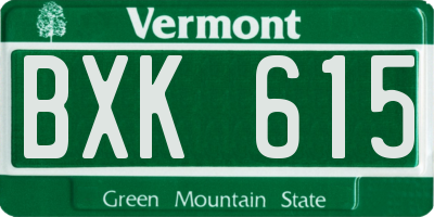 VT license plate BXK615