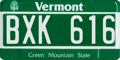 VT license plate BXK616