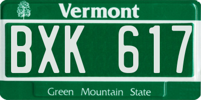 VT license plate BXK617