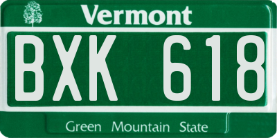 VT license plate BXK618