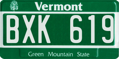 VT license plate BXK619