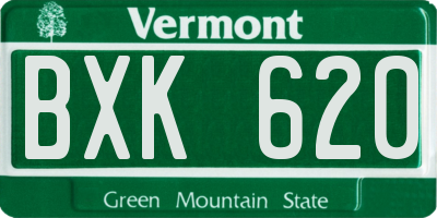 VT license plate BXK620