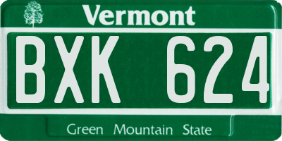 VT license plate BXK624