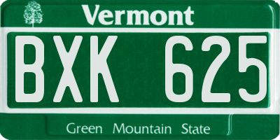 VT license plate BXK625