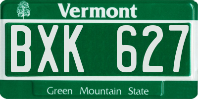 VT license plate BXK627