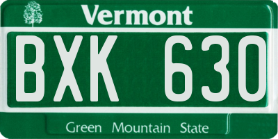 VT license plate BXK630
