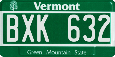 VT license plate BXK632