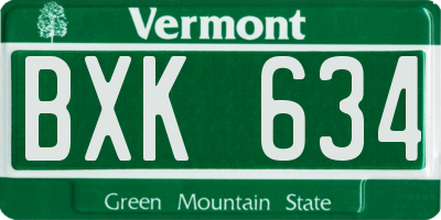 VT license plate BXK634