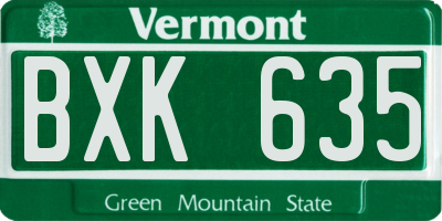VT license plate BXK635