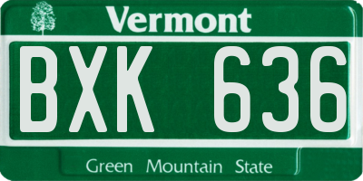 VT license plate BXK636