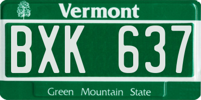 VT license plate BXK637