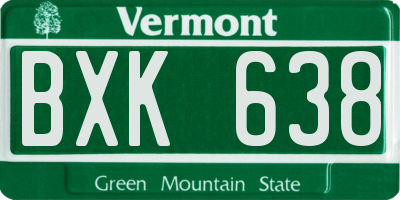 VT license plate BXK638