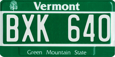 VT license plate BXK640
