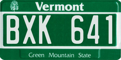 VT license plate BXK641