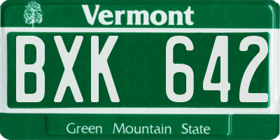 VT license plate BXK642