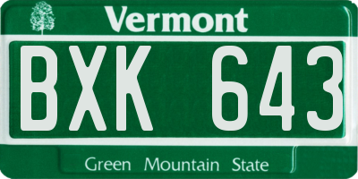 VT license plate BXK643