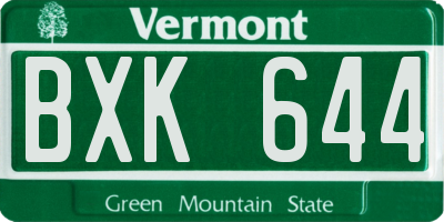 VT license plate BXK644