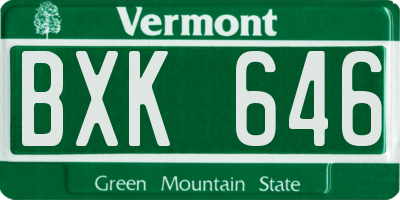 VT license plate BXK646